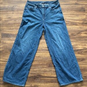 Chico's High-Rise Wide-Leg Jeans in Dark Blue Denim